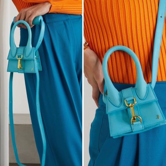 JACQUEMUS Le Chiquito Montagne Mini Leather Bag in Blue/Turquoise - Picture 1 of 16